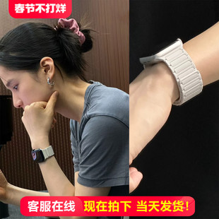 张婧仪同款适用苹果s10新款iwatch手表表带s11韩系applewatch磁吸s9硅胶S8秋冬季s6运动SE3红色s7男2女生新型