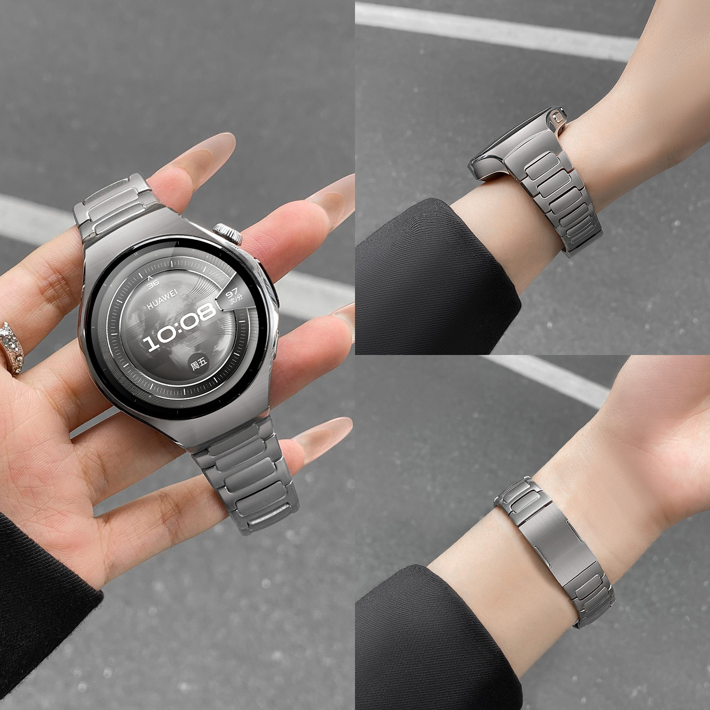 新款适用华为手表表带watch5专用纯钛高级感女款腕带watch4pro金属防刮钢带防水智能商务gt5新款男运动