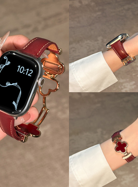 适用华为fit4表带真皮女款手表watchfit4女士新型款原装金属磁吸扣秋冬季pro系列智能红色fit3小众精致高级感