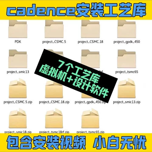 cadence安装工艺库7个PDK全套cadence virtuoso 617  618 工艺库|