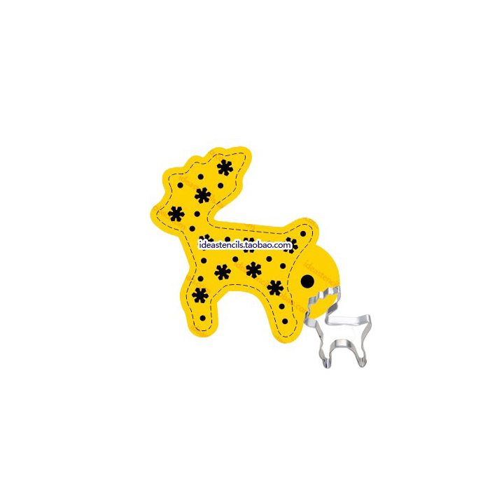 跨境【Cookies Stencils】圣诞驯鹿雪花饼干喷花模具
