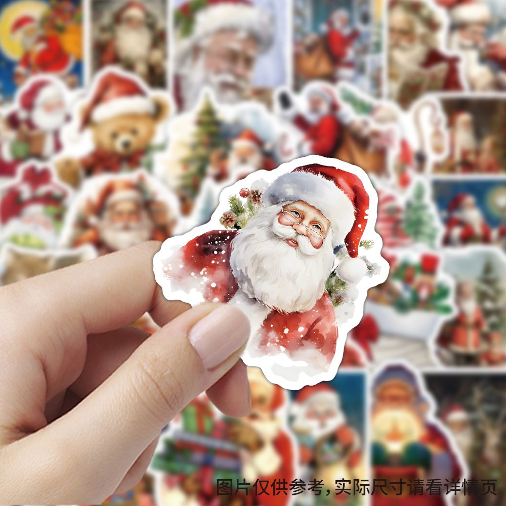 复古圣诞节贴纸diy圣诞老人素材