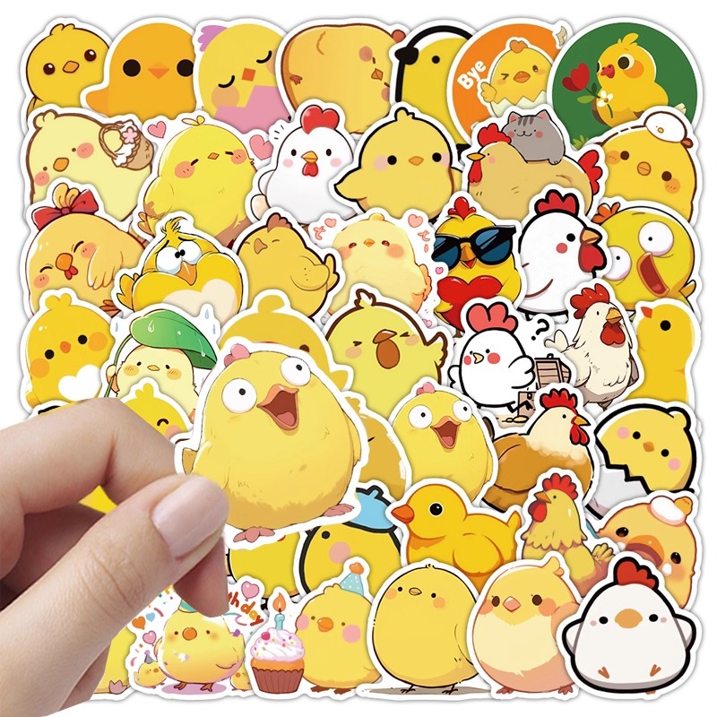 【大图释官方授权】123张萌趣小鸡贴纸卡通黄色咯咯鸡儿童玩具个性创意动物可爱图案防水不干胶立体素材贴画