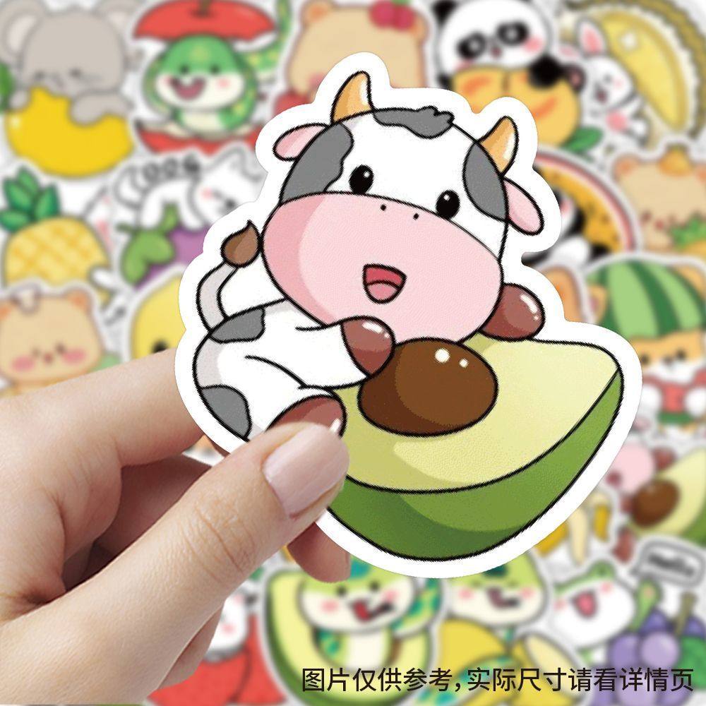 【大图释官方授权】240张水果萌宠可爱卡通贴纸ins动物趣味手机手账装饰素材diy自粘手机壳行李箱贴画防水贴