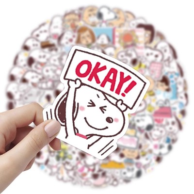 【大图释官方授权】 120张史努比卡通可爱创意表情包标签diy自粘手账贴纸手机壳行李箱水杯书本卡不留胶贴画