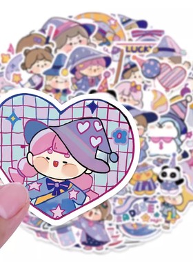 【大图释官方授权】110张卡通可爱魔女之夜贴纸紫色手帐少女手机涂鸦iPad行李箱笔记本游戏电脑装饰防水贴画