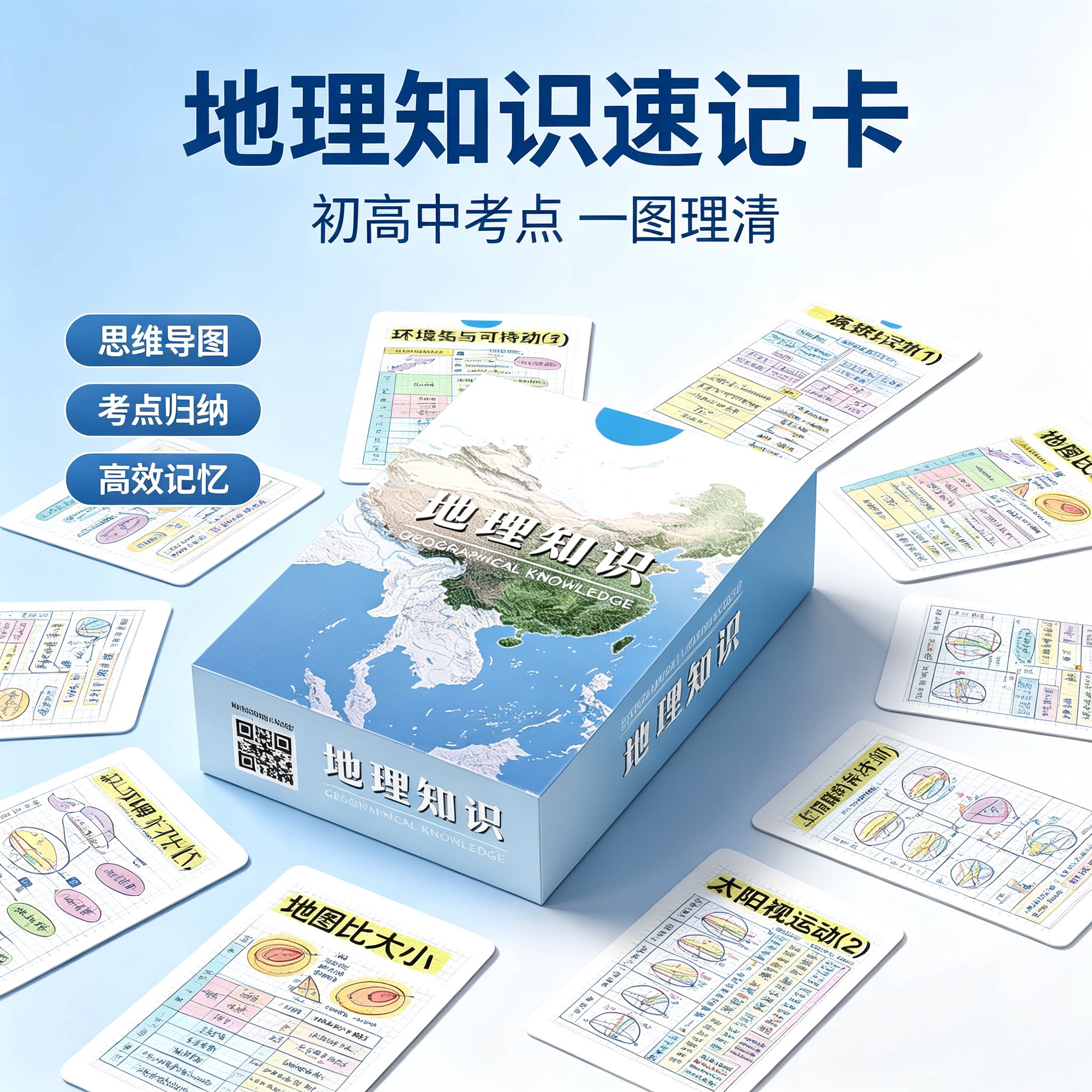 55张地理知识镭射小卡地理科目学习教育素材老师便捷教学初中高中高效记忆图案配文考点归纳知识卡片速记卡