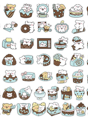 【大图释官方授权】51张手账素材可爱卡通线条小狗贴纸手帐本防水ipad防水贴画行李箱装饰DIY笔记本手绘涂鸦