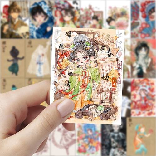 【大图释官方授权】126张非遗拟人可爱女孩插画古风卡通创意贴纸装饰手账行李箱手机壳桌面贴画diy自粘标签贴