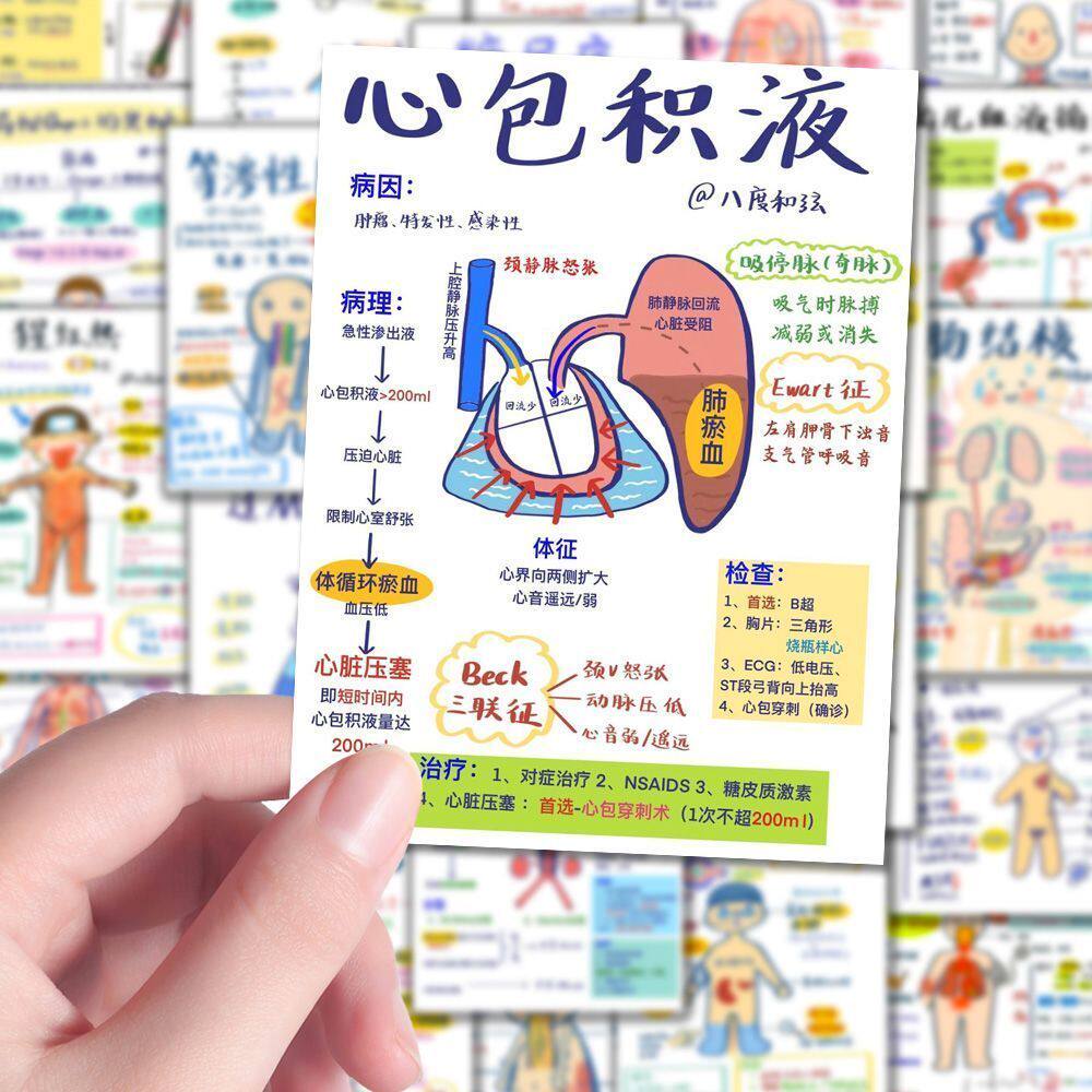 【大图释官方授权】96张爆款医学笔记解剖贴纸创意手绘笔记手机桌面diy自粘手机壳玩具标签学习装饰防水贴画