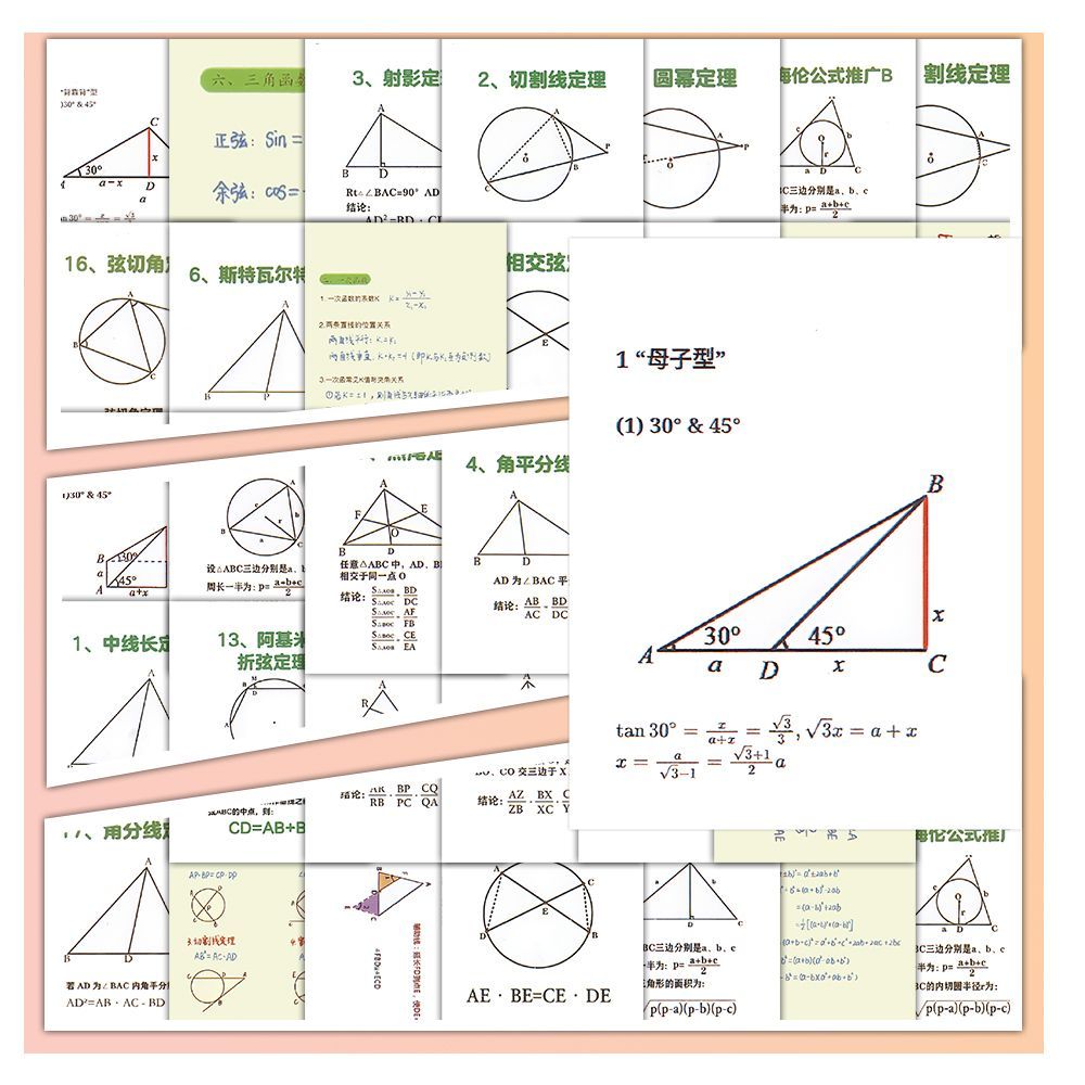 【大图释官方授权】150张初中数学定理公式学生知识点贴纸学习小图案桌面墙面创意贴贴画diy装饰不干胶标签贴