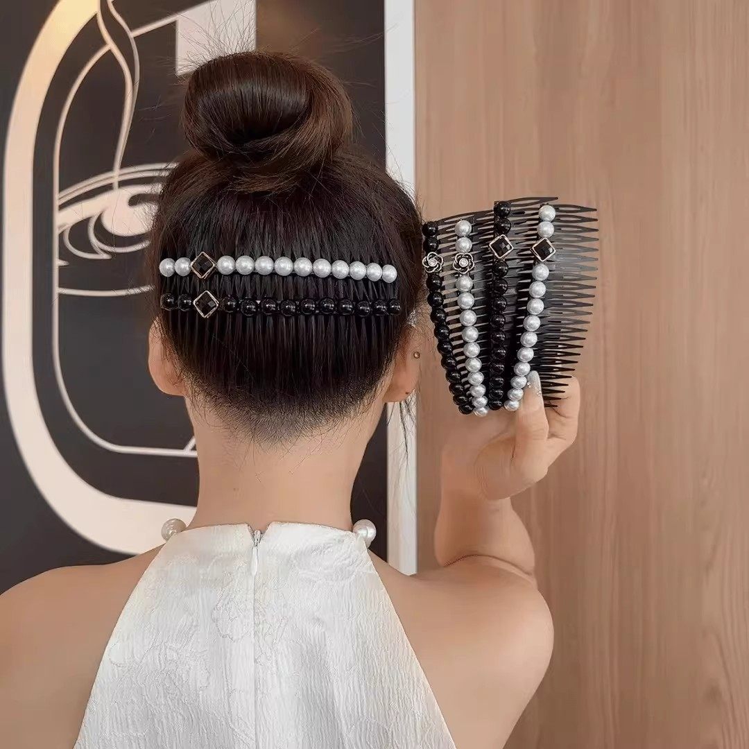 时尚百搭加长款24齿珠珠碎发倒插梳刘海碎发神器黑色发卡碎发神器,家庭/个人清洁工具,盘发器,淘宝优惠券,粉丝福利购,淘宝优惠卷