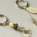 莉莲童原创金色银杏叶耳环女吊坠式 金属圆形耳饰简约气质