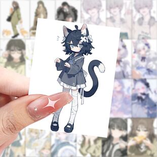 188张猫猫拟人化卡通贴纸二次元可爱桌面装饰贴画笔记本手机贴纸