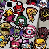 150张鬼脸骷颅头恐怖系列贴纸卡通涂鸦手账笔记本装 饰防水贴画diy