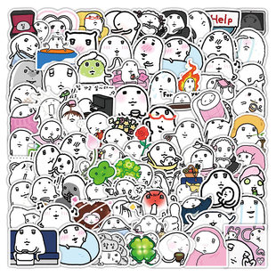 156张不堪一击的麻薯表情包贴纸抽象哭泣情绪表达图案笔记本diy贴