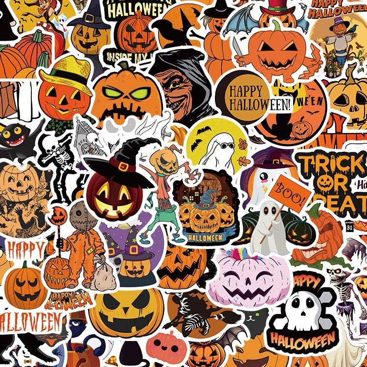 100张卡通万圣节南瓜贴纸