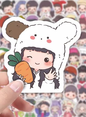 【微笑甜甜】100张Q版可爱女孩贴纸 卡通涂鸦头像手帐diy手机贴画