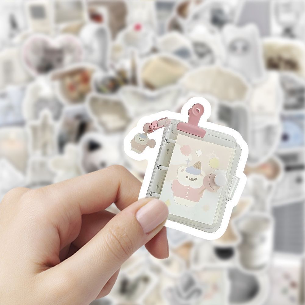 200贴简约贴纸ins风创意白色物件高级手账手机装饰自粘防水小贴画