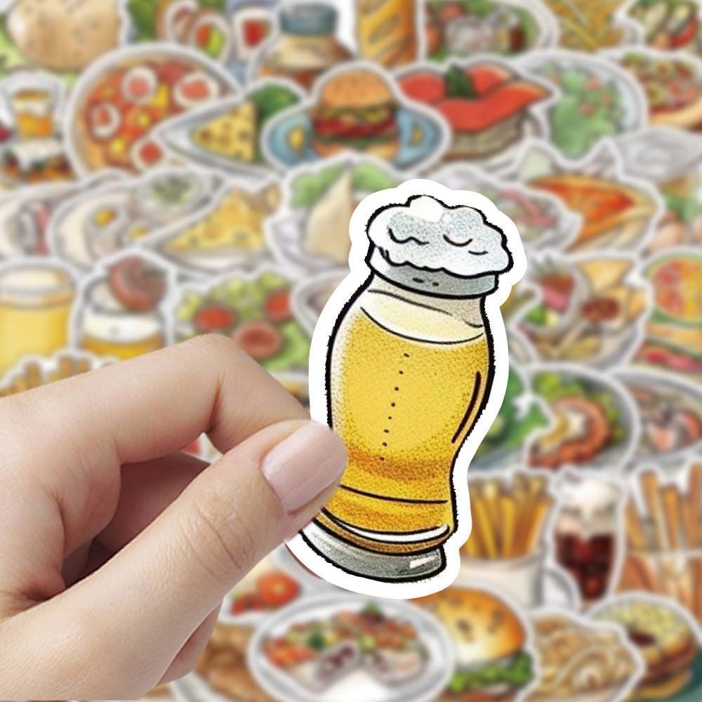 180张美食手账素材写实卡通贴纸可爱创意手账装饰手机贴画diy防水