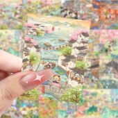 188张古风治愈插画贴纸卡通动画唯美笔记本贴画手机手账装 饰贴纸