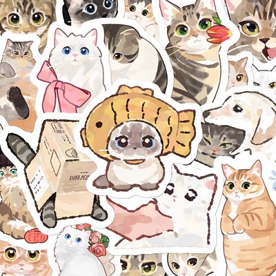 猫猫虫贴纸可爱猫咪手绘素材