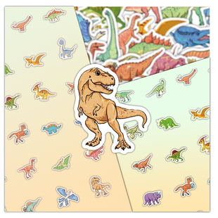 72张小恐龙可爱卡通行李箱贴纸防水涂鸦贴纸滑板电脑平板水杯装饰