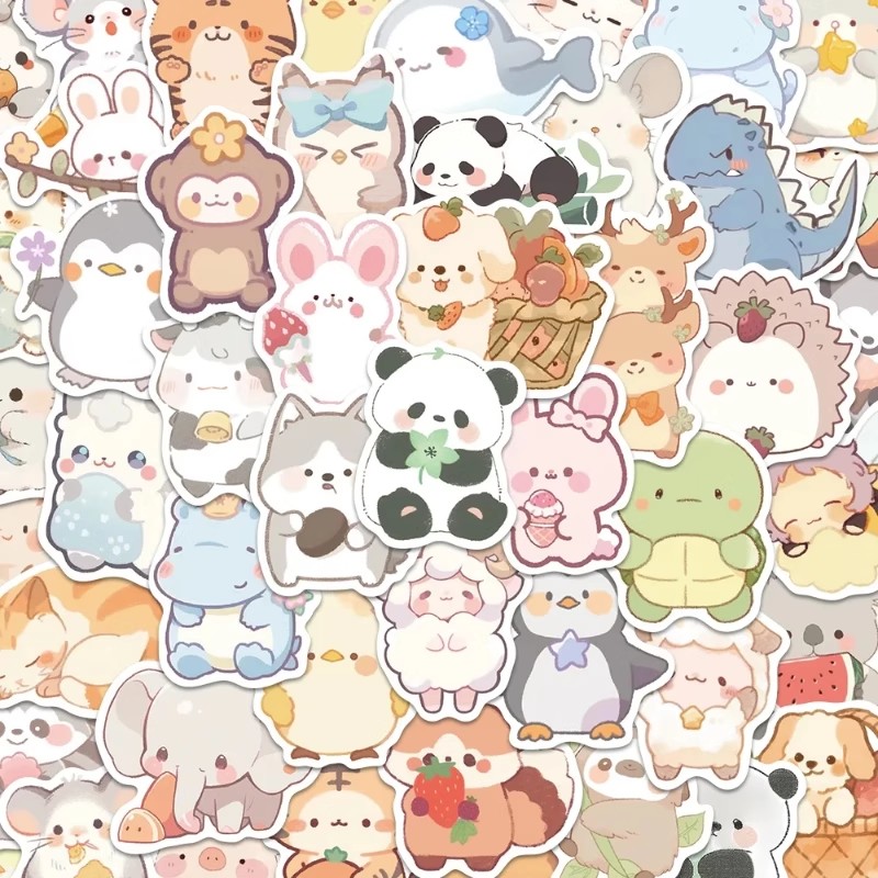 150张q版小动物可爱超萌贴纸卡通简约手机壳笔记本行李箱防水贴纸