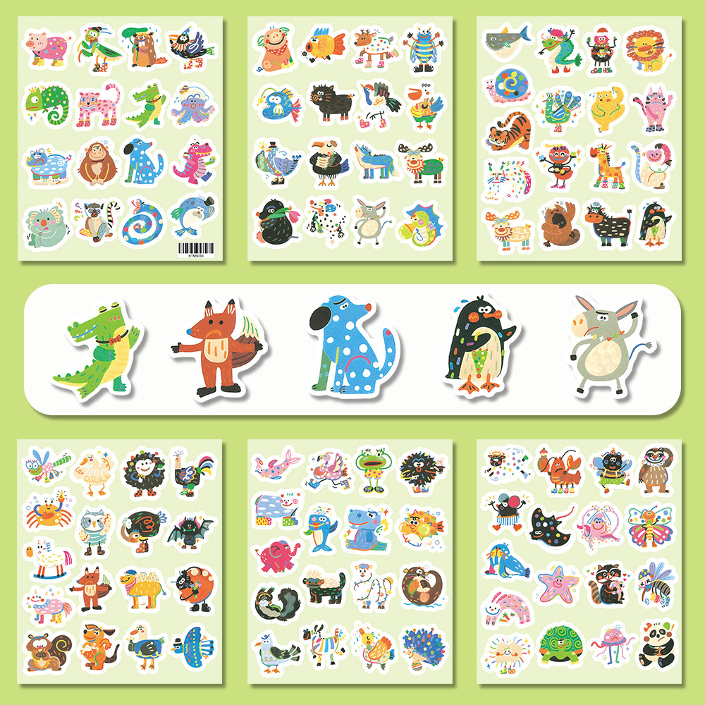 100张彩绘小动物贴纸卡通可爱