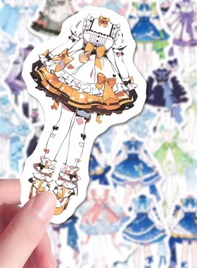 126张oc服设参考贴纸华丽唯美洛丽塔裙子绘画手账本素材贴画防水