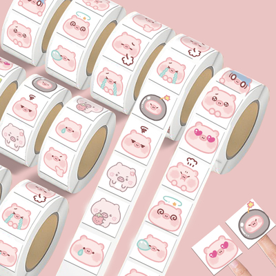 猪猪可爱头像卷卷贴胶带500贴