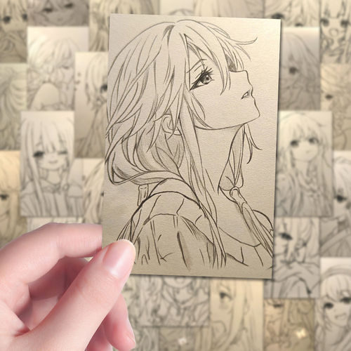 108张美少女线稿素描临摹贴纸