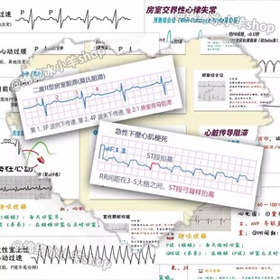 128张心电图贴纸医学知识医学生笔记趣味分析图笔记本贴画防水diy