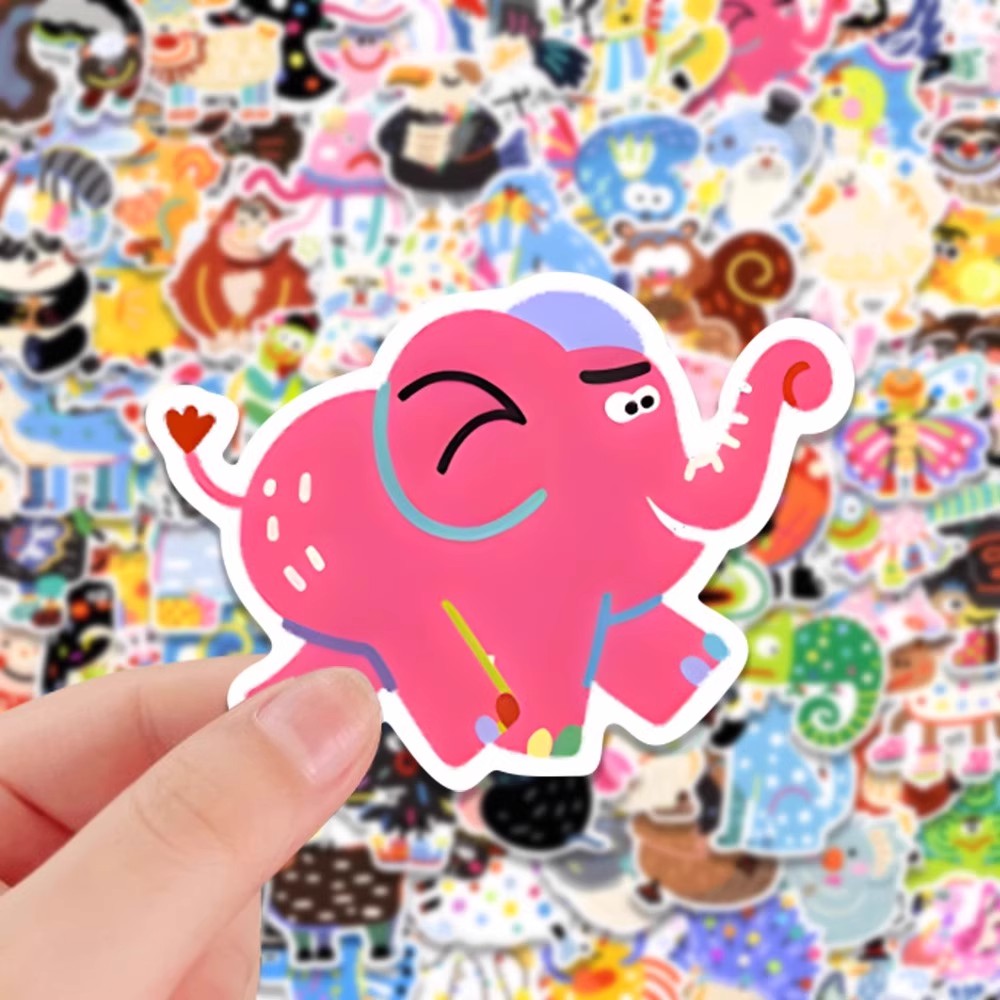 可爱彩绘动物插画卡通200张防水