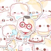 102张可爱开开贴纸卡通少女心软萌小动物ins风二次元 趣味贴画diy