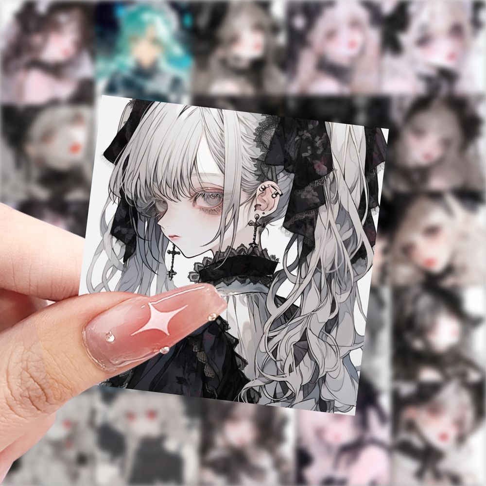 175张复古哥特风少女头像贴纸二次元动漫笔记本贴画手机手账贴纸