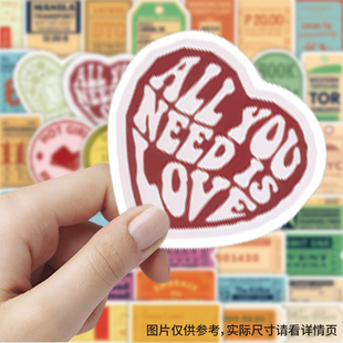 120张复古票据贴纸卡通装饰手账水杯行李箱diy趣味防水自粘小贴画