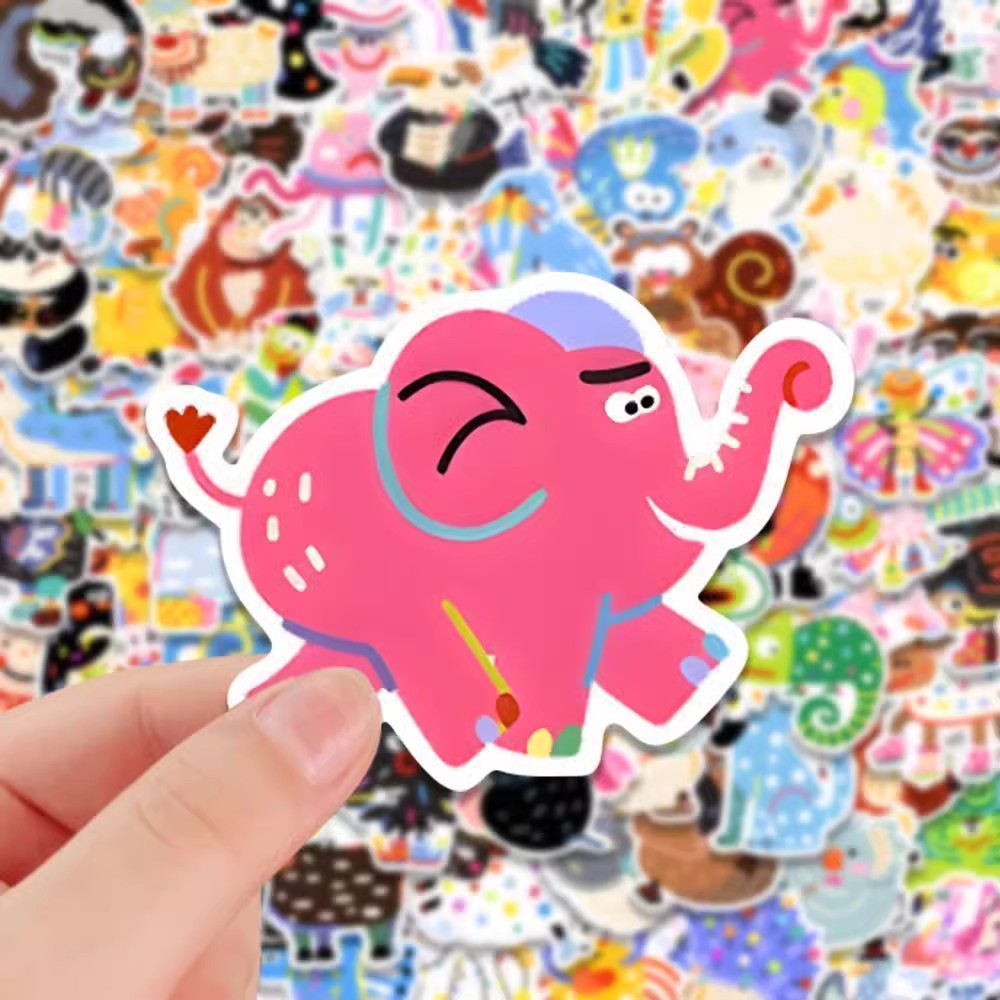 200张可爱彩绘小动物贴纸奇怪生物插画涂鸦diy手机壳笔记本电脑