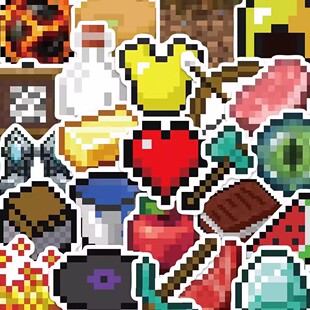 140张我的世界MC游戏周边贴纸像素手账笔记本装饰diy防水标签贴画