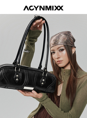 Acynmixx美式复古法棍包保龄球包女波士顿枕头包单肩包通勤腋下包