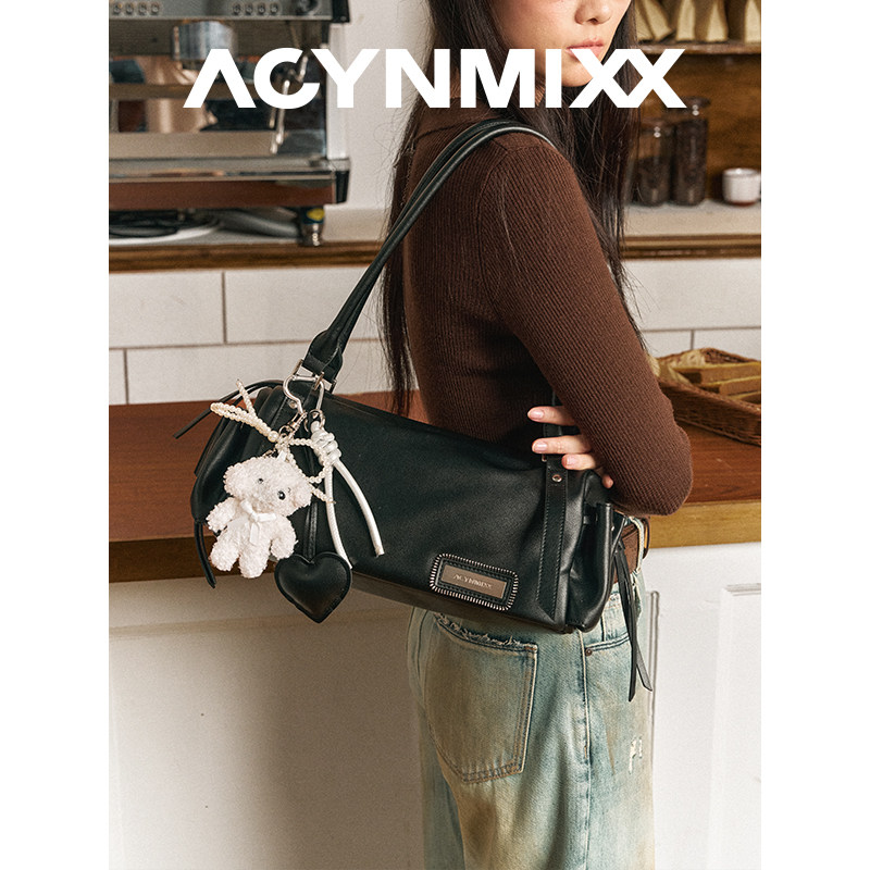 Acynmixx原创复古吐司包单肩腋下包女通勤百搭波士顿枕头包手