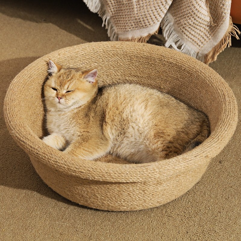 剑麻猫抓板耐磨不掉屑猫窝一体四季通用麻绳猫抓盆圆形猫咪磨爪器