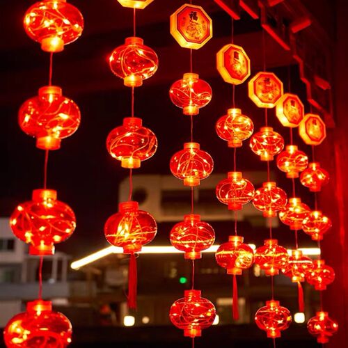 春节发光红灯笼装饰灯小彩灯闪灯灯串过年家用阳台大门新年布置灯