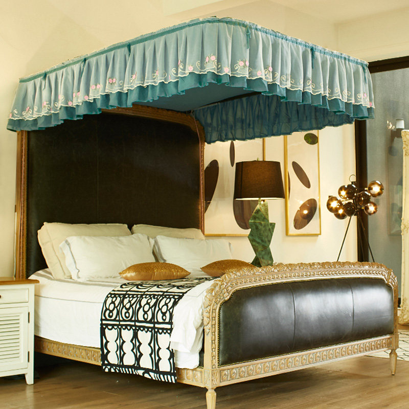 2019新品酒店民宿家用床幔U型导轨蚊帐防尘顶遮光布轨道式单顶1.8