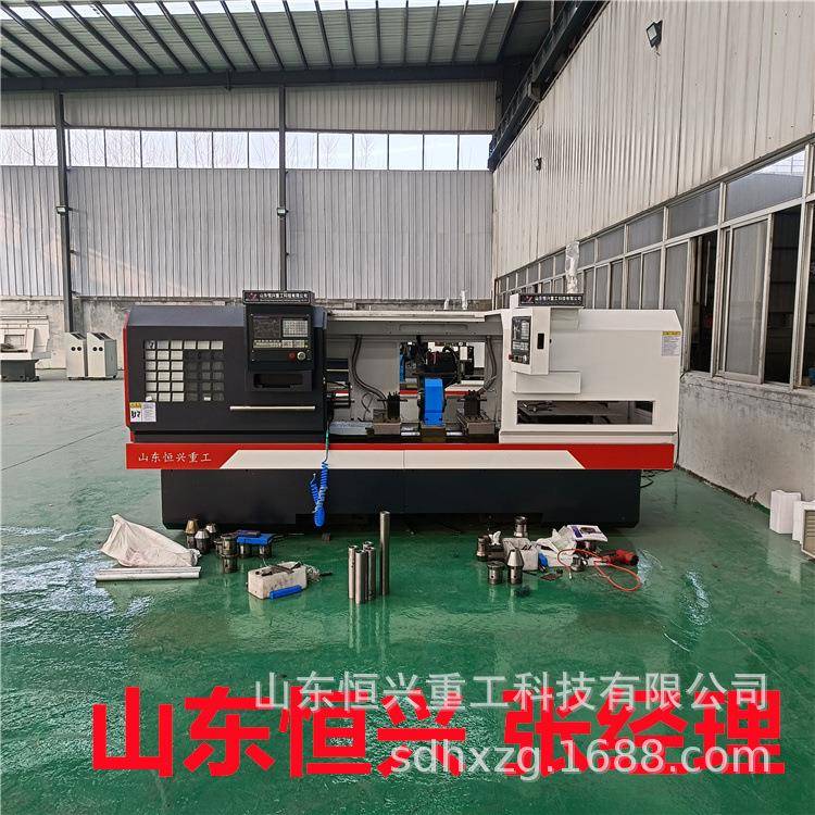 2000双头数控车床恒兴制造气动双主轴车床缸体车轴承孔