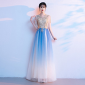 卓薇尚中国风五分袖 渐变长纱裙2025新款 男女合唱团演出服表演服