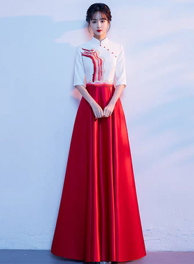 卓薇尚大合唱团演出服2025高级感朗诵指挥礼服主持礼仪服装长裙女