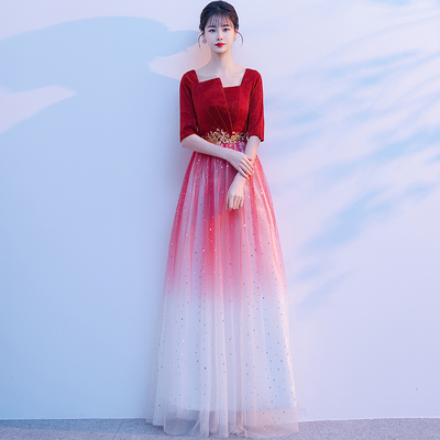 大合唱团体演出服女成人高端渐变