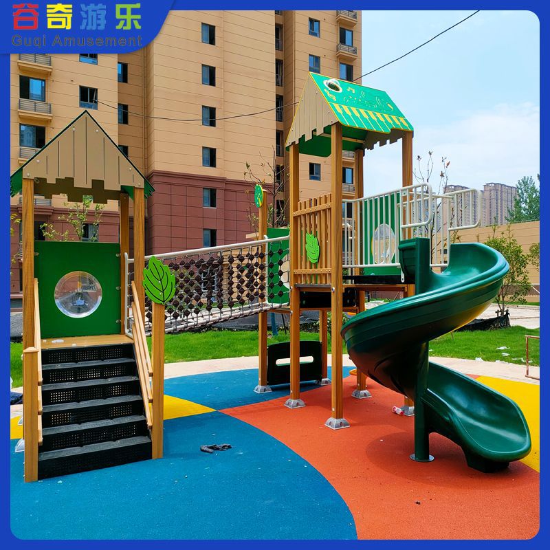 非标幼儿园大小型儿童游乐设备小区室外塑木PE板组合滑梯安全环保