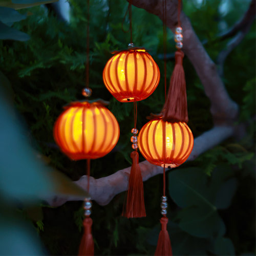 2026柿子灯笼春节儿童手提花灯布艺手工景区新年柿柿如意装饰挂件